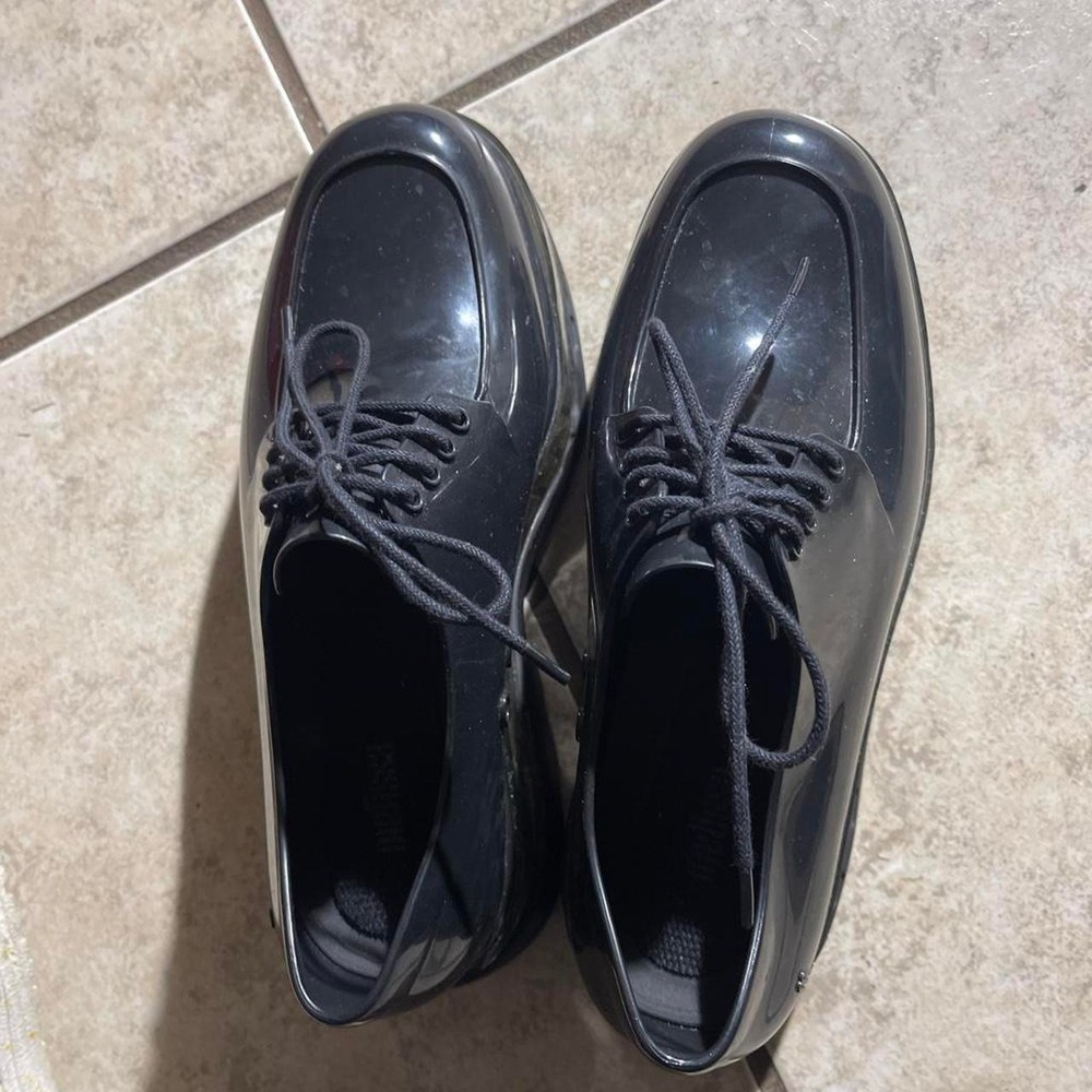 Black leather lace up oxfords #formal #classic Melissa size 8 Preowned
